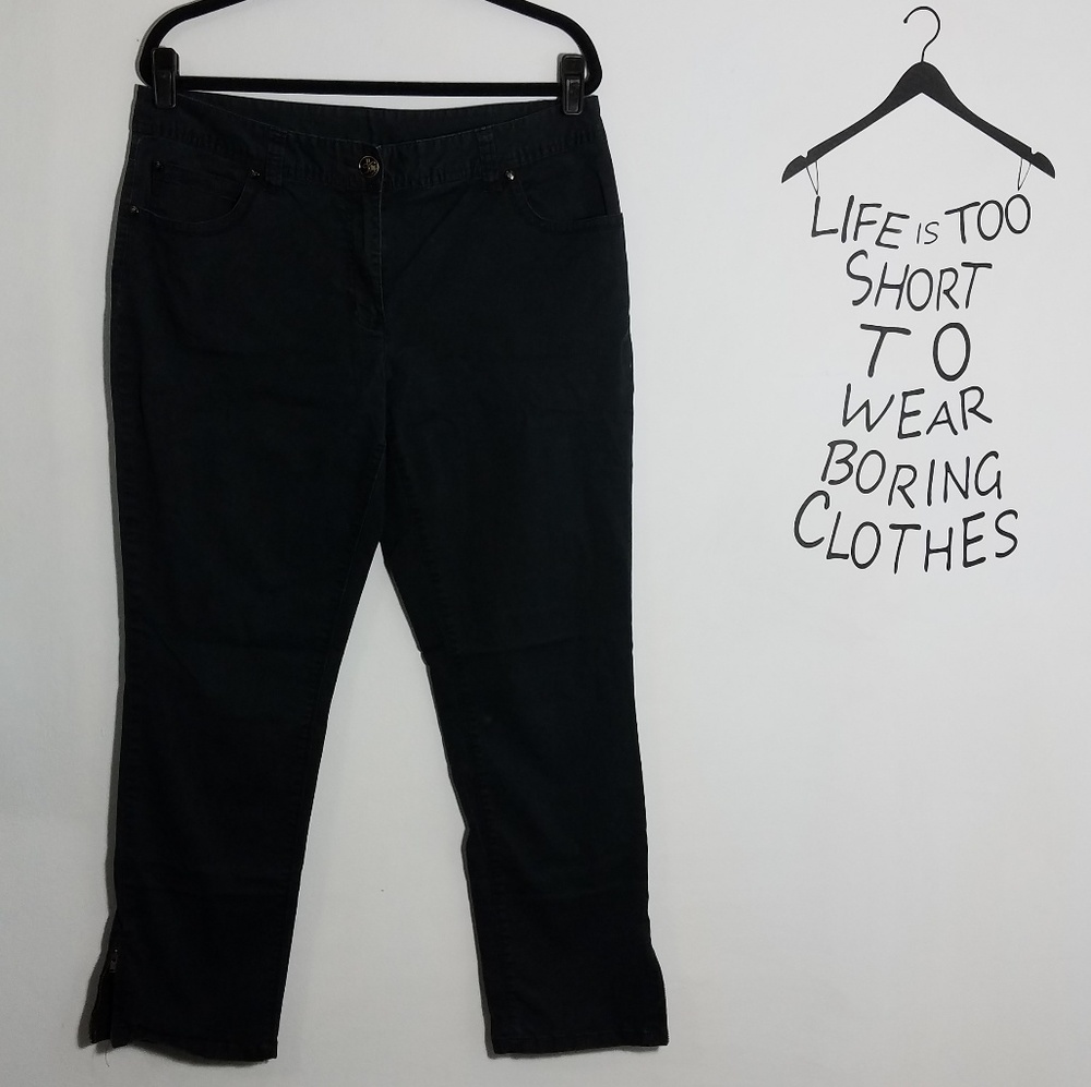 Classic Style&Co black zipper detail chinos, 14 - Picture 2 of 8